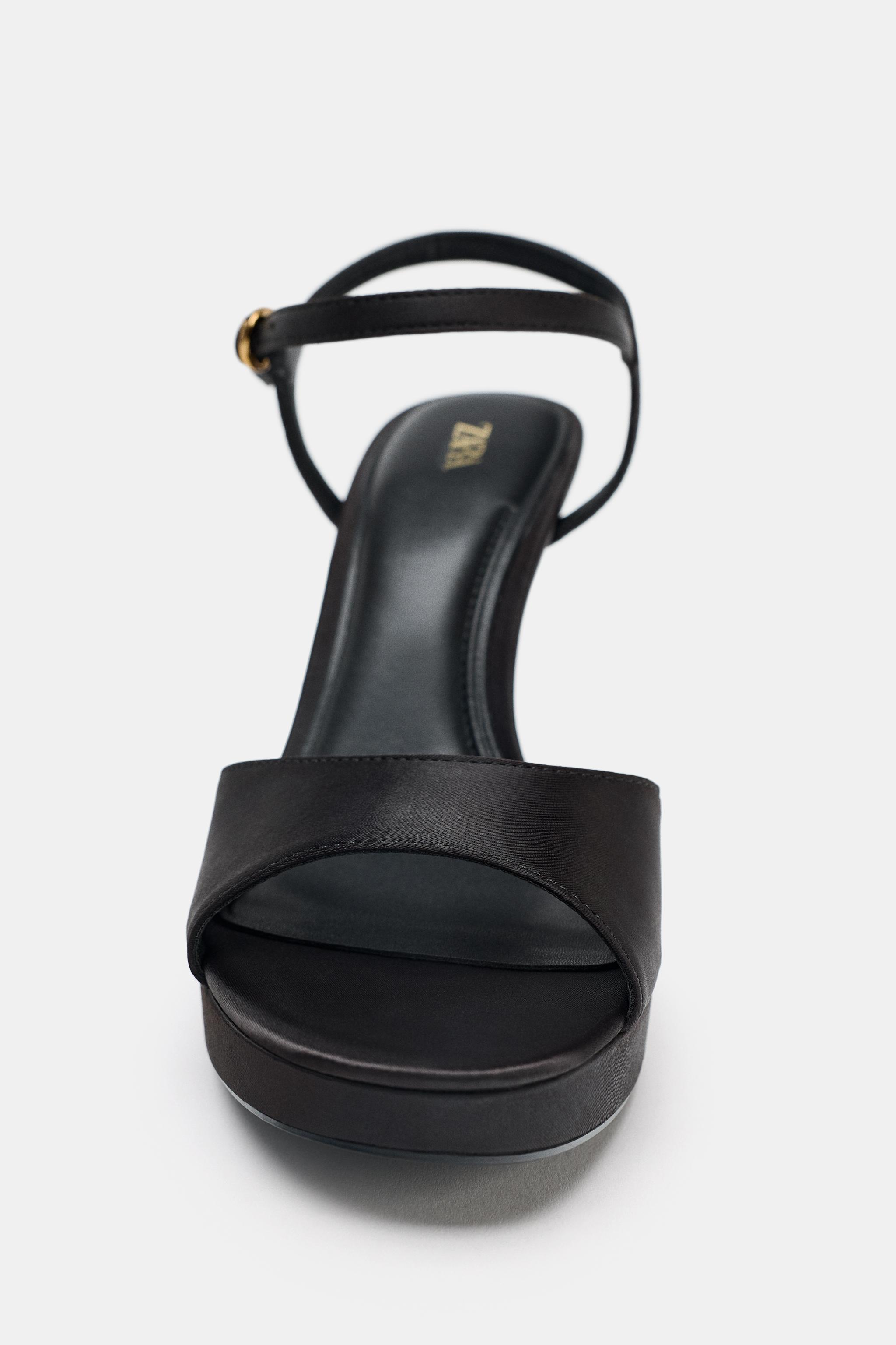 SANDALES À TALONS EFFET SATINÉ